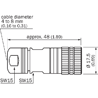 M14 Mâle Droit 7p; Bornes à souder, Ø4-8mm; Blindé; Profibus-DP - STE-1507-G-Lire la description
