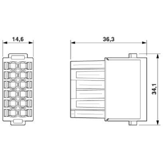 Module 12 contacts de puissance femelle, Push-in, 250 V, 10 A - HC-M-12-PT-F-Lire la description