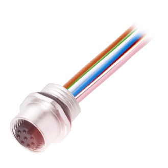 Passage de cloison M12 Fem Droit 8p/8 fils (8 x 0.25mm²) 2m, 30V - BCC M458-0000-1A-RM015-020 (BCC0E56)-Lire la description