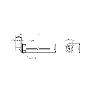 Passage de cloisons M12A Fem Droit 5p; Fils 5x0.25 2.0m - BCC M455-0000-1A-RM014-020 (BCC0E54)-Lire la description