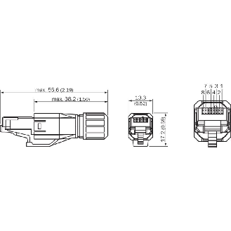 RJ45 Mâle Droit 4p; Bornes IDC 4-8mm², Ø4.5-8mm - STE-0J04-GZ-Lire la description
