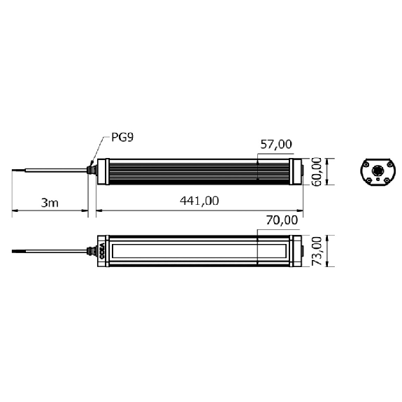 Lampe 441mm LED 120° 19,5W 24VDC IP67 Câble 3m - TA0321S03W Lampe 441mm LED 120° 19,5W 24VDC IP67 Câble 3m - TA0321S03W-Lire la description