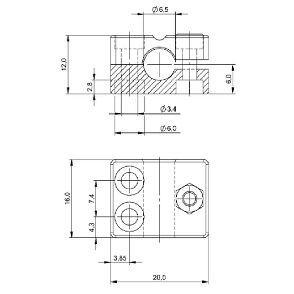 Bloc de serrage pour détecteur Ø6,5mm, PA 6, 16x12x20mm - BES 06,5-KB-3 (BAM009E) Bloc de serrage pour détecteur Ø6,5mm, PA 6, 16x12x20mm - BES 06,5-KB-3 (BAM009E)-Lire la description