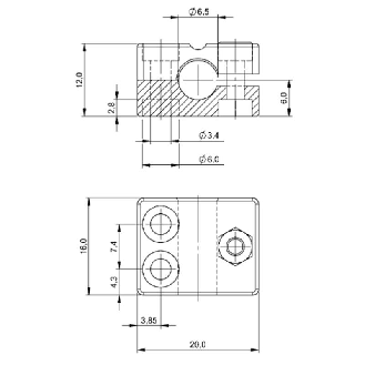 Bloc de serrage pour détecteur Ø6,5mm, PA 6, 16x12x20mm - BES 06,5-KB-3 (BAM009E)-Lire la description