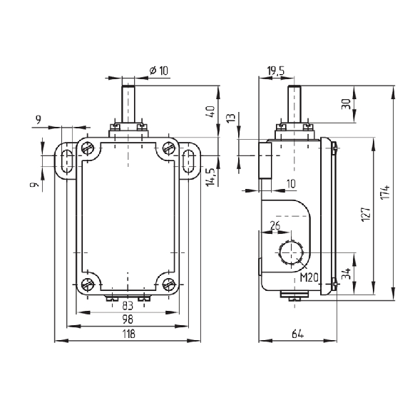 Fdc Poussoir 2NF+1NO rupt. brusque, 1xM20 - MSP 452-11/11Y-M20 Fdc Poussoir 2NF+1NO rupt. brusque, 1xM20 - MSP 452-11/11Y-M20-Lire la description