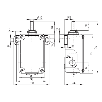 Fdc Poussoir 2NF+1NO rupt. brusque, 1xM20 - MSP 452-11/11Y-M20-Lire la description