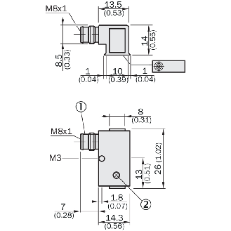 DPM Vérins fente trapeze PNP 3 fils NO/ M8 3P - MZK3-02VPS-AT0-Lire la description