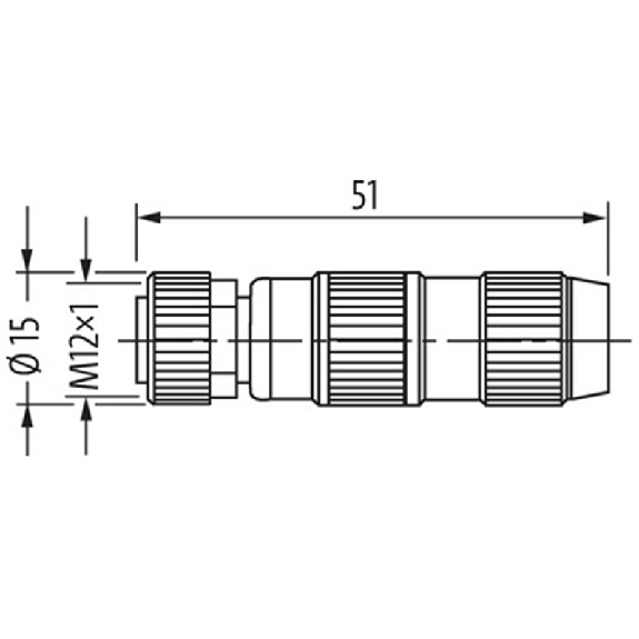 M12A Fem Droit 3p; Bornes guillotines 0.25-0.5mm², Ø4-5.1mm - 7000-12581-0000000 | MSB-R-AC MOSA-Lire la description