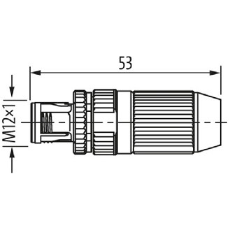 M12L Mâle Droit 5p; Bornes guillotines 0.75-1.5mm², Ø5.8...13.5 mm - 7000-P4391-0000000-Lire la description