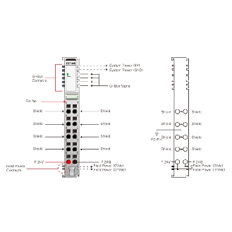 Répartiteur de potentiel, 8 connexions de blindage, cage clamp 10pt - GT-7408-Lire la description