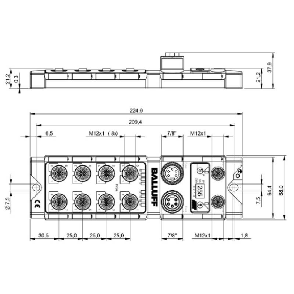 Répartiteur actif PROFINET I/O E: 16x PNP, S: 16x PNP max. 2A - BNI PNT-302-105-Z015 (BNI0052) Répartiteur actif PROFINET I/O E: 16x PNP, S: 16x PNP max. 2A - BNI PNT-302-105-Z015 (BNI0052)-Lire la description