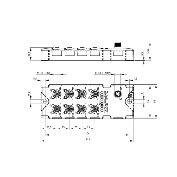 Répartiteur actif, IO-Link, 8x Analogique, IP68,IP69K - BNI IOL-728-S51-P012 (BNI00FA)-Lire la description
