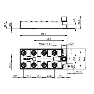 Répartiteur actif, IO-Link, 16E PNP type 3, 16S PNP 350 mA, IP67 - BNI IOL-302-000-K006 (BNI005L)-Lire la description