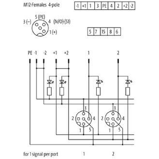 Répartiteur 8xM12, 4p, NPN LED; sans câble préconfectionné - 8000-88401-0000000-Lire la description