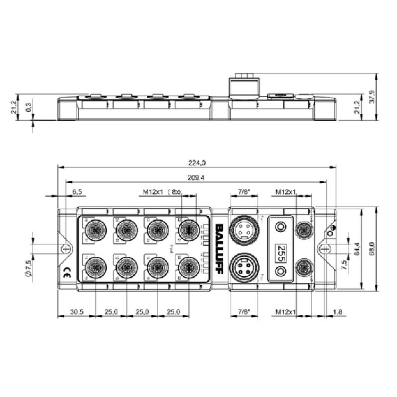 Répartiteur actif, Ethernet/IP, 16 entrées PNP type 2 - BNI EIP-104-105-Z015 (BNI004M)-Lire la description