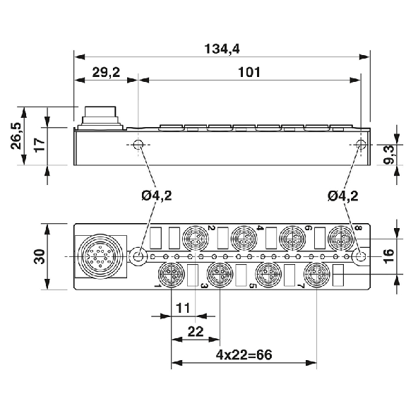 Répartiteur 8xM08A Fem 3p PNP; M16 - SACB- 8/3-L-M16-M8 HD Répartiteur 8xM08A Fem 3p PNP; M16 - SACB- 8/3-L-M16-M8 HD-Lire la description