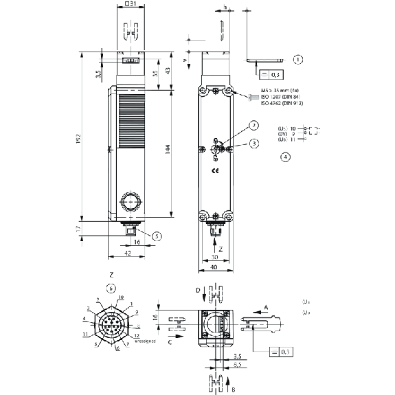 Int. de séc. à interver., 24Vac/dc contact d'état de porte, M12 12P - TP-BI-3-4141A024SM12 Int. de séc. à interver., 24Vac/dc contact d'état de porte, M12 12P - TP-BI-3-4141A024SM12-Lire la description