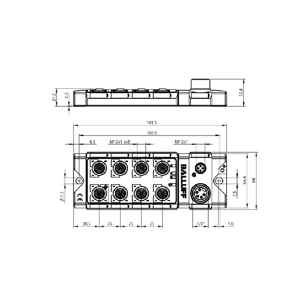 Répartiteur actif, IO-Link, 16 entrées PNP type 3, 16 sorties PNP - BNI IOL-302-S02-Z013 (BNI0046)-Lire la description
