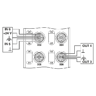 Répartiteur, PROFINET, 8E TOR 24Vdc, 8S TOR 24Vdc - AXL E PN DI8 DO8 M12 6P-Lire la description