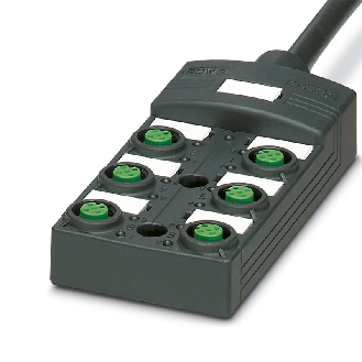Répartiteur 6xM12 4p; Câble PUR/PVC Noir 15m - SACB-6/ 6-L-15,0PUR SCO P-Lire la description