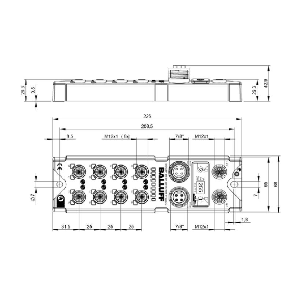 Répartiteur actif, Ethernet/IP, 16E PNP type 3, 16S PNP, 8x IO-Link - BNI EIP-508-105-R015 (BNI008M)-Lire la description