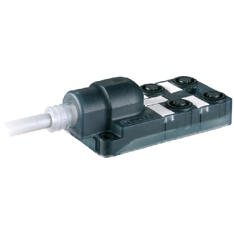 Répartiteur 4xM12 4p; Câble PUR/PVC UL/CSA 4*0.34+3*0.75 Gris Cpc 3m - 8000-84410-3330300-Lire la description