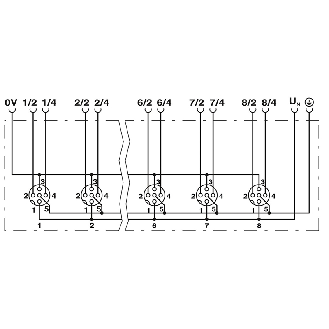 Répartiteur 4xM12 5p; Câble PUR/PVC 5m - SACB-4/ 8- 5,0PUR SCO P-Lire la description