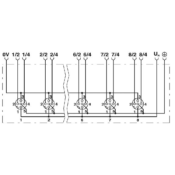 Répartiteur 4xM12 5p; Câble PUR/PVC 5m - SACB-4/ 8- 5,0PUR SCO P-Lire la description