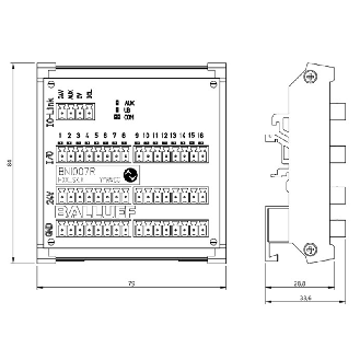 Répartiteur actif, IO-Link, 16E PNP type 2, 16S PNP, IP20 - BNI IOL-310-000-K025-001 (BNI007R)-Lire la description