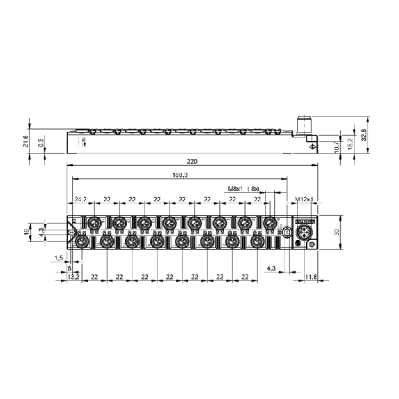 Répartiteur actif, IO-Link, 16 entrées PNP type 3, IP67 - BNI IOL-104-002-Z046 (BNI00AY)-Lire la description