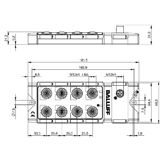 Répartiteur actif, IO-Link, 16E PNP type 2, 16S PNP 500 mA, IP67 - BNI IOL-302-000-Z012 (BNI003U)-Lire la description