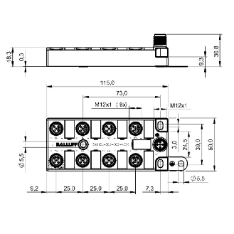 Répartiteur actif, IO-Link, 16E PNP type 3, 16S PNP 350 mA, IP67 - BNI IOL-302-002-K006 (BNI007Z)-Lire la description