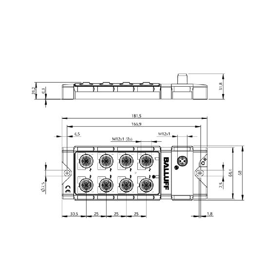 Répartiteur actif, IO-Link, 8E analogique, température, IP67 - BNI IOL-719-002-Z012 (BNI00AJ)-Lire la description