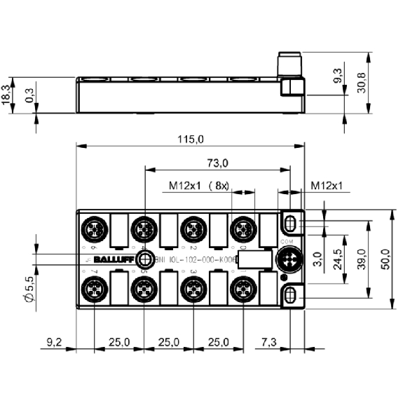 Répartiteur actif, IO-Link, 8 entrées PNP, type 2, IP67 - BNI IOL-102-000-K006 (BNI0005)-Lire la description