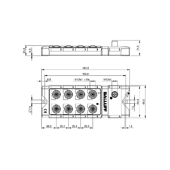 Répartiteur actif, IO-Link, 8 entrées PNP type 2, IP67 - BNI IOL-102-000-Z012 (BNI0031)-Lire la description