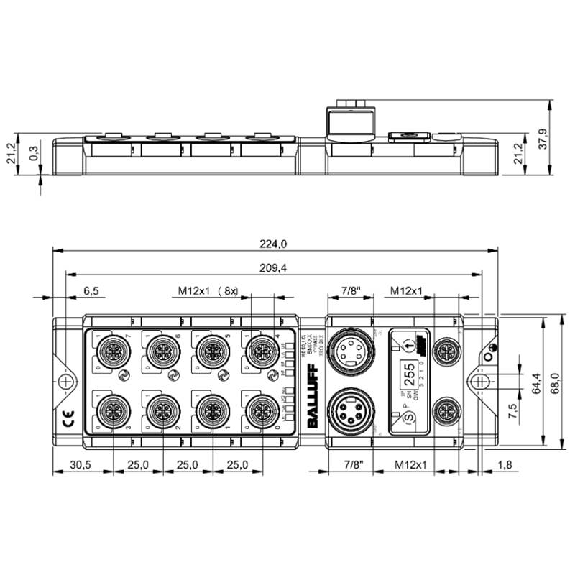 Répartiteur actif, PROFINET I/O, E: 16x PNP S: 16x PNP, 4x IO-Link - BNI PNT-502-102-Z015 (BNI006C) Répartiteur actif, PROFINET I/O, E: 16x PNP S: 16x PNP, 4x IO-Link - BNI PNT-502-102-Z015 (BNI006C)-Lire la description