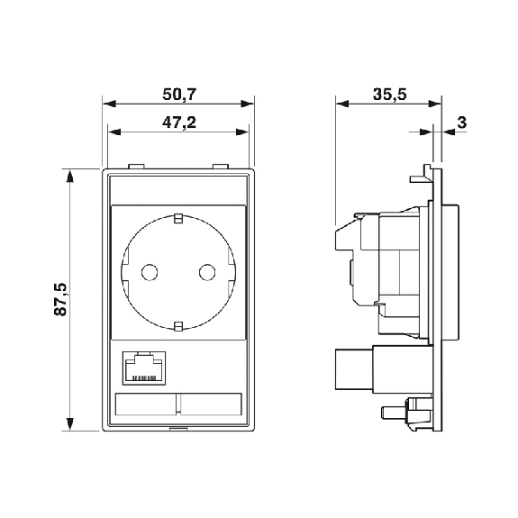 Prise à contact de terre, Allemagne, avec inverseur de genre RJ45 - VS-FP-SD-D-RJ456A-BUBU Prise à contact de terre, Allemagne, avec inverseur de genre RJ45 - VS-FP-SD-D-RJ456A-BUBU-Lire la description