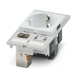 Prise à contact de terre, Allemagne, avec inverseur de genre RJ45  - VS-FP-SD-D-RJ456A-BUBU-Lire la description