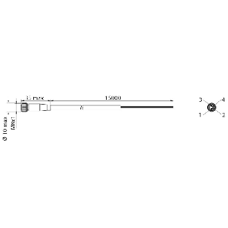 M08A Fem Droit 4p; Câble PUR CSA 4x0.25 15m - CD08/0B-150A5US-Lire la description
