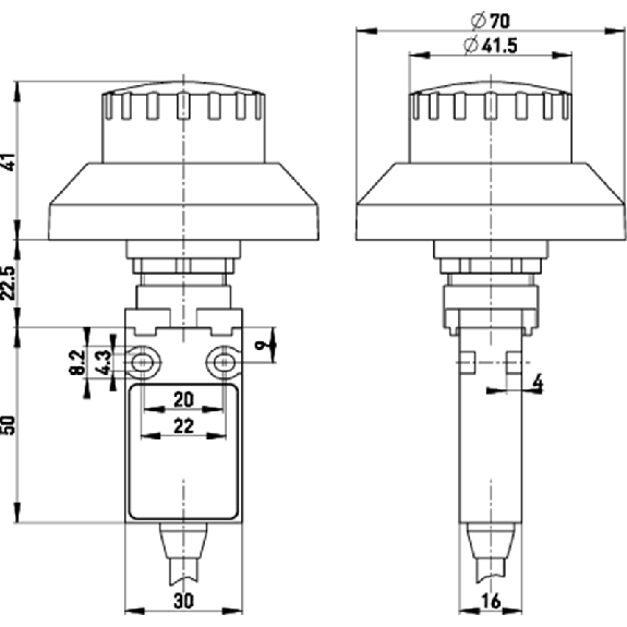 Coup de poing d'arret d'urgence pour Atex 21/1 2NF / Câble 1m - 1180200 | Ex 14 RUV 2Ö - 1m-Lire la description