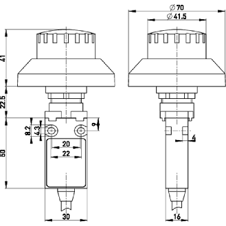 Coup de poing d'arret d'urgence pour Atex 21/1 2NF / Câble 1m - 1180200 | Ex 14 RUV 2Ö - 1m-Lire la description