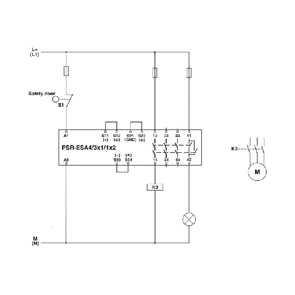 Relais de sécurité 3NO+1 Signalisation, 24Vdc, Push-in - PSR-SPP- 24UC/ESA4/3X1/1X2/B-Lire la description