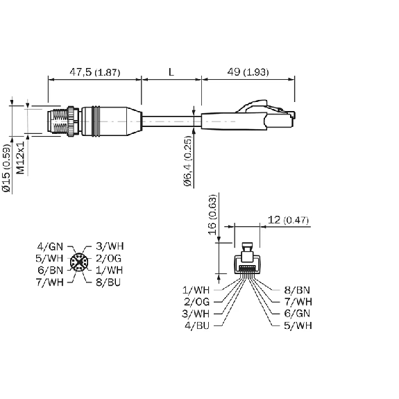 M12X Mâle Droit 8p/RJ45 Mâle Droit 8p; Câble PUR 8 fils 10m - YM2X18-100EG1MRJA8 M12X Mâle Droit 8p/RJ45 Mâle Droit 8p; Câble PUR 8 fils 10m - YM2X18-100EG1MRJA8-Lire la description