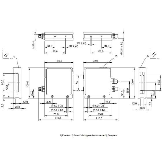 Bande lumineuse Larg=4mm P=0-2 m Laser 0-10 V/4-20mA - BLA 50A-001-S115 (BLA0001)-Lire la description