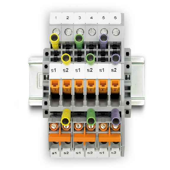 Adaptateur d'essai 4 mm, pour bloc de jonction de pas 8,2 mm, orange - PAI-4-FIX OG-Lire la description