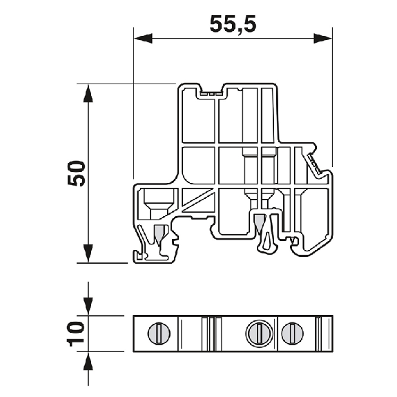 Butée d'arrêt pour bloc de jonction à 2 et 3 étages, 10 mm, gris - E/UK 1-Lire la description
