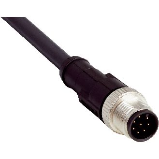 Câble 2m, connecteur mâle M12/8 pôles droit, PUR - STL-1208-G02MC-Lire la description