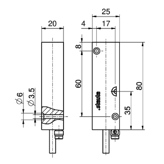 Int.de séc. Ex magn. Reed actionneur (sans), SPDT, Inox, câble 2m - 1190125 | Ex RC 2580 1W-NIRO-2m-Lire la description