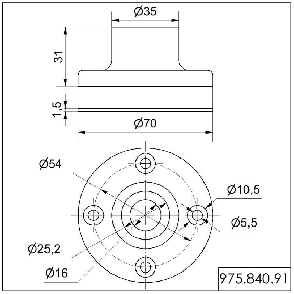 Pied en métal pour tube Ø25mm NOIR - 975.840.91 Pied en métal pour tube Ø25mm NOIR - 975.840.91-Lire la description