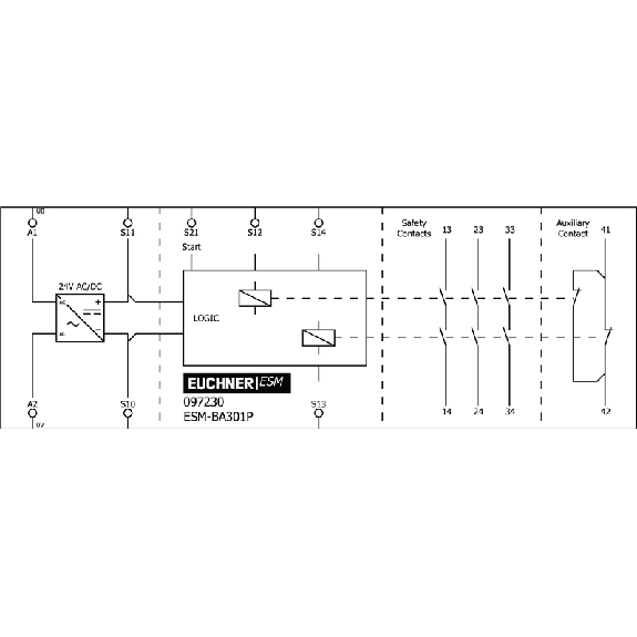 RELAIS DE SÉCURITÉ, 3 NO + 1 NC 24 V AC/DC - ESM-BA301P RELAIS DE SÉCURITÉ, 3 NO + 1 NC 24 V AC/DC - ESM-BA301P-Lire la description